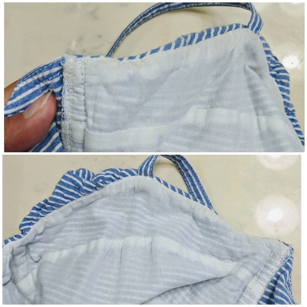 American Eagle Blue White Striped Open Back Dress - Picture 6 of 7